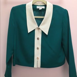 Vintage Shomi by Miller Green Button-Up Blouse